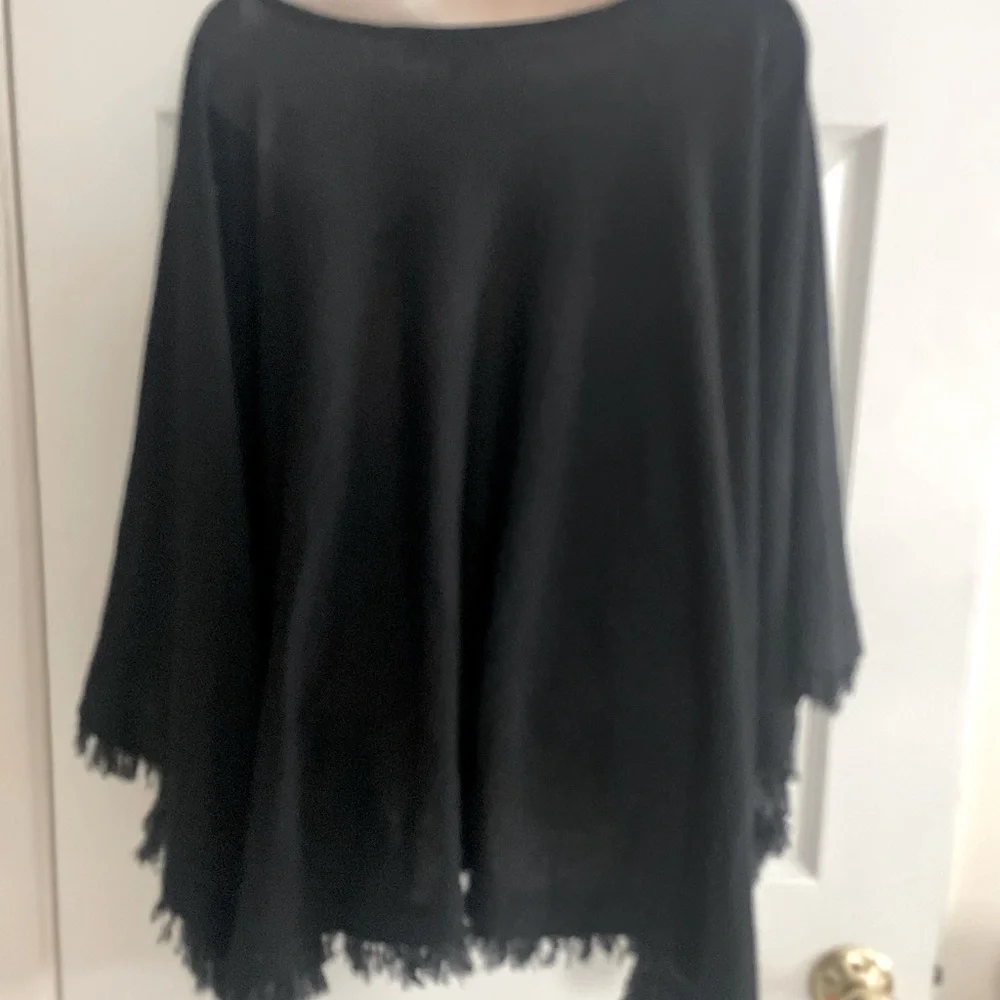 Ella‎ Moss Black Whimsigoth Poncho with Fringe
